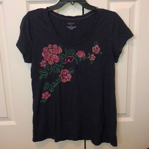 COPY - Sonoma large navy shirt sequin embellished flowers